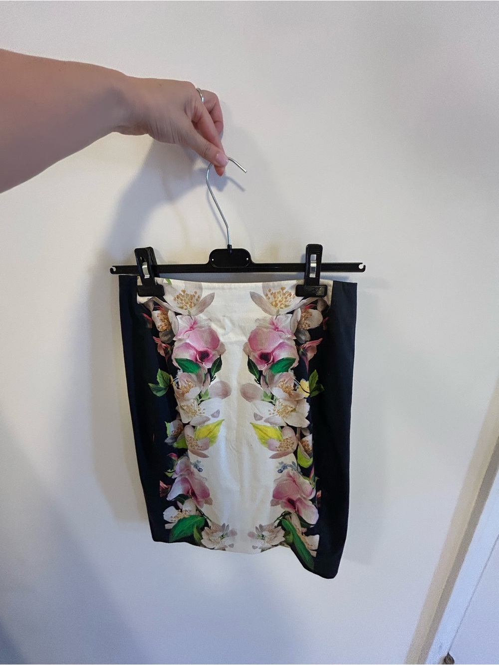 Ted Baker Floral Panel Pencil Skirt - Pink/Black